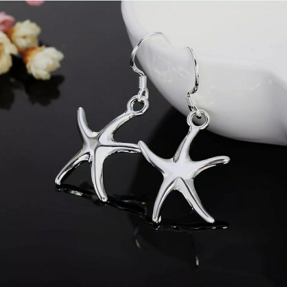 ⭐️FIRM 925 Silver Starfish earrings - Picture 1 of 4